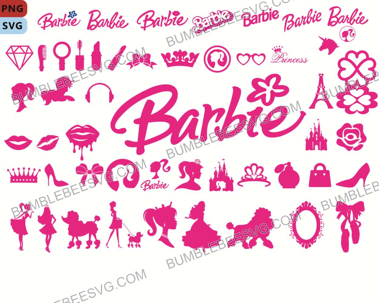 50 Barbie Svg Bundle, Barbie Logo Svg, Princess Svg, Barbie Cut File