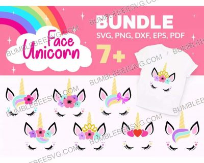 7 Unicorn Face Svg Bundle, Unicorn Svg, Unicorn Head Svg