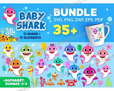 35 Baby Shark Elements Svg Bundle, Baby Shark Clipart