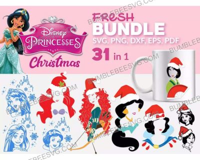 31 Disney Princess Christmas Svg Bundle, Christmas Svg