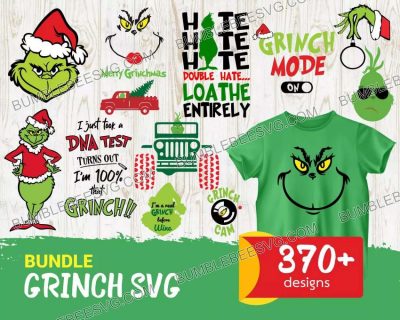 370 Grinch Svg Bundle, Grinch Svg, Christmas Svg, Xmas Svg