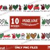 10 Peace Love Christmas Png Bundle, Christmas Png