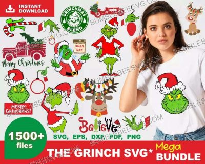 1500 Grinch Svg Bundle, Grinch Svg, Christmas Svg, Xmas Svg