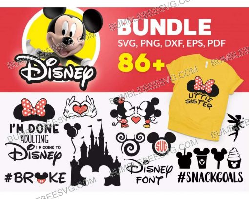 86 Disney Svg Bundle, Disney Svg, Mickey Svg, Minnie Svg