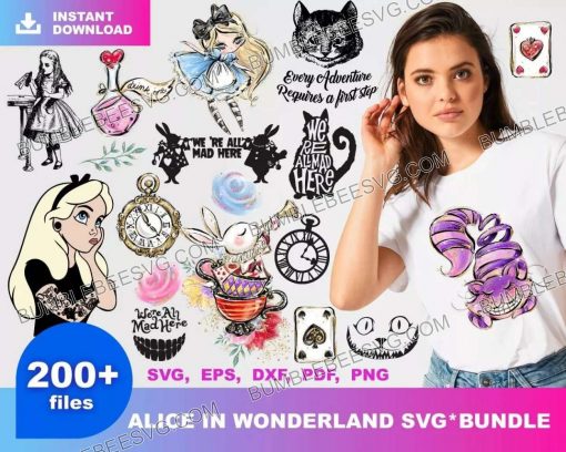 200 Alice In Wonderland Svg Bundle, Alice Clipart
