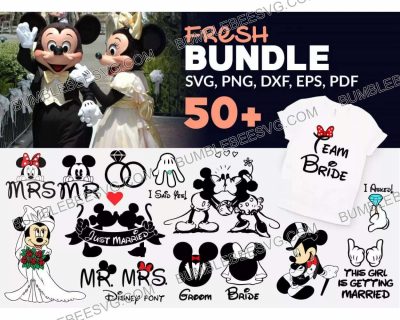 50 Just Married Mickey Minnie Svg Bundle, Mickey Svg