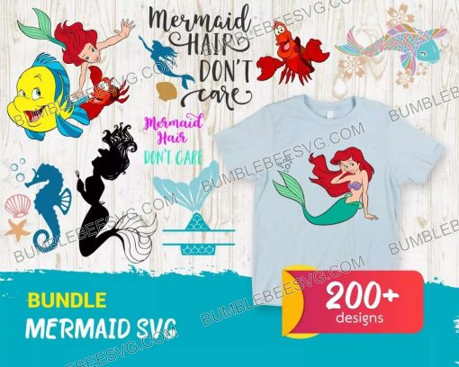 200 Mermaid Svg Bundle, Princess Svg, Disney Svg, Ariel Svg