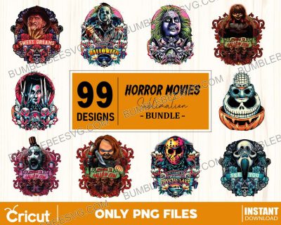 90 Halloween Horror Characters Png Bundle, Horror Movies Png