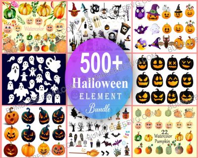 500 Halloween Element Svg Bundle, Halloween Doodle Svg