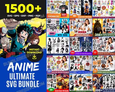 1500 Anime Svg Bundle, Pokemon Svg, Dragon Ball Z Svg