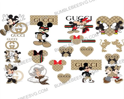 17 Gucci Mickey And Minnie Svg Bundle, Gucci Svg, Gucci Logo