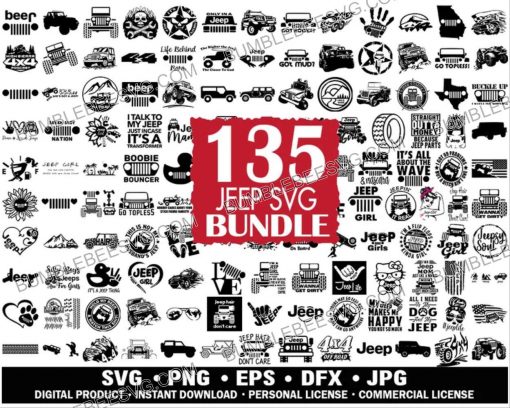 135 Jeep Svg Bundle, Jeep Svg, Jeep Cricut, Jeep Life Svg, Jeep Quote Svg